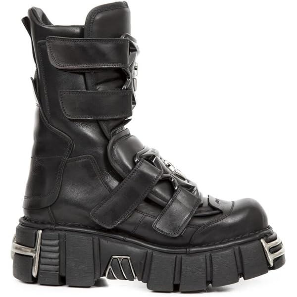 Amazon.com | New Rock Boots WALL1473-S3 Mens Metallic Black